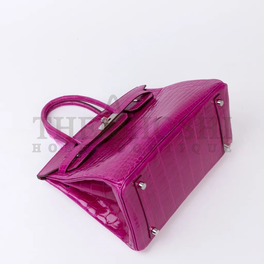 H**me5 MASTER BIRKIN 30 CROCODILE LEATHER HOT PEACH SILVER BUCKLE H041354CK03 (30*22*15cm) Master Quality